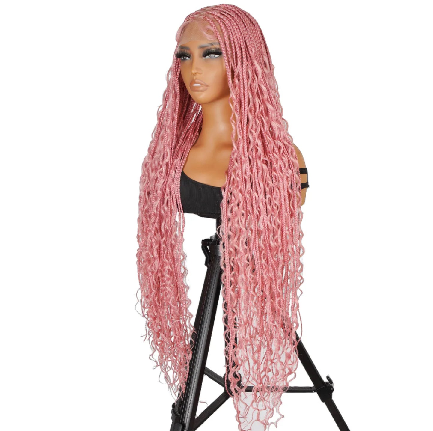 Elegant Pink Braided Wig