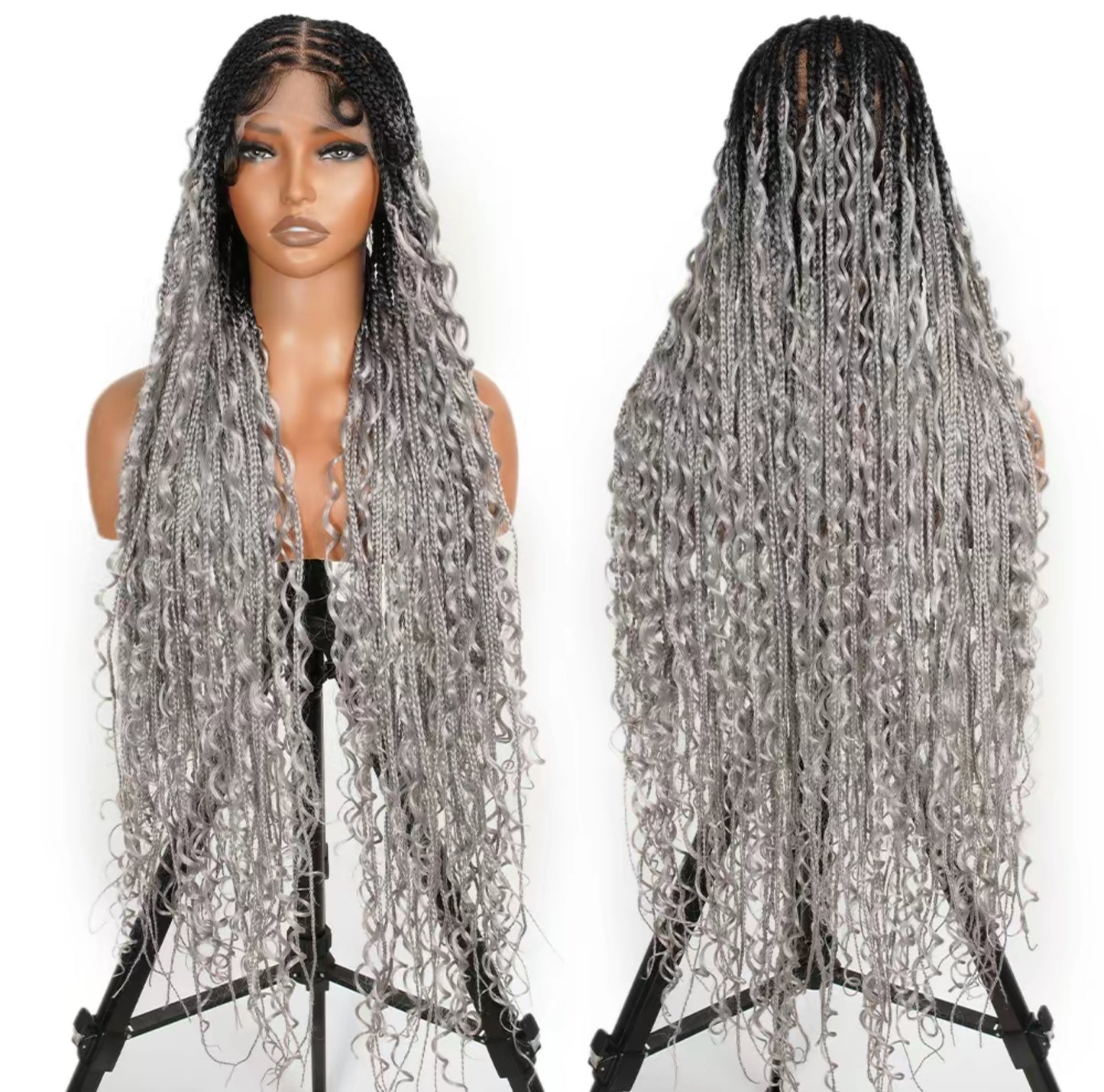 Gray Bohemian Box Braided Wig