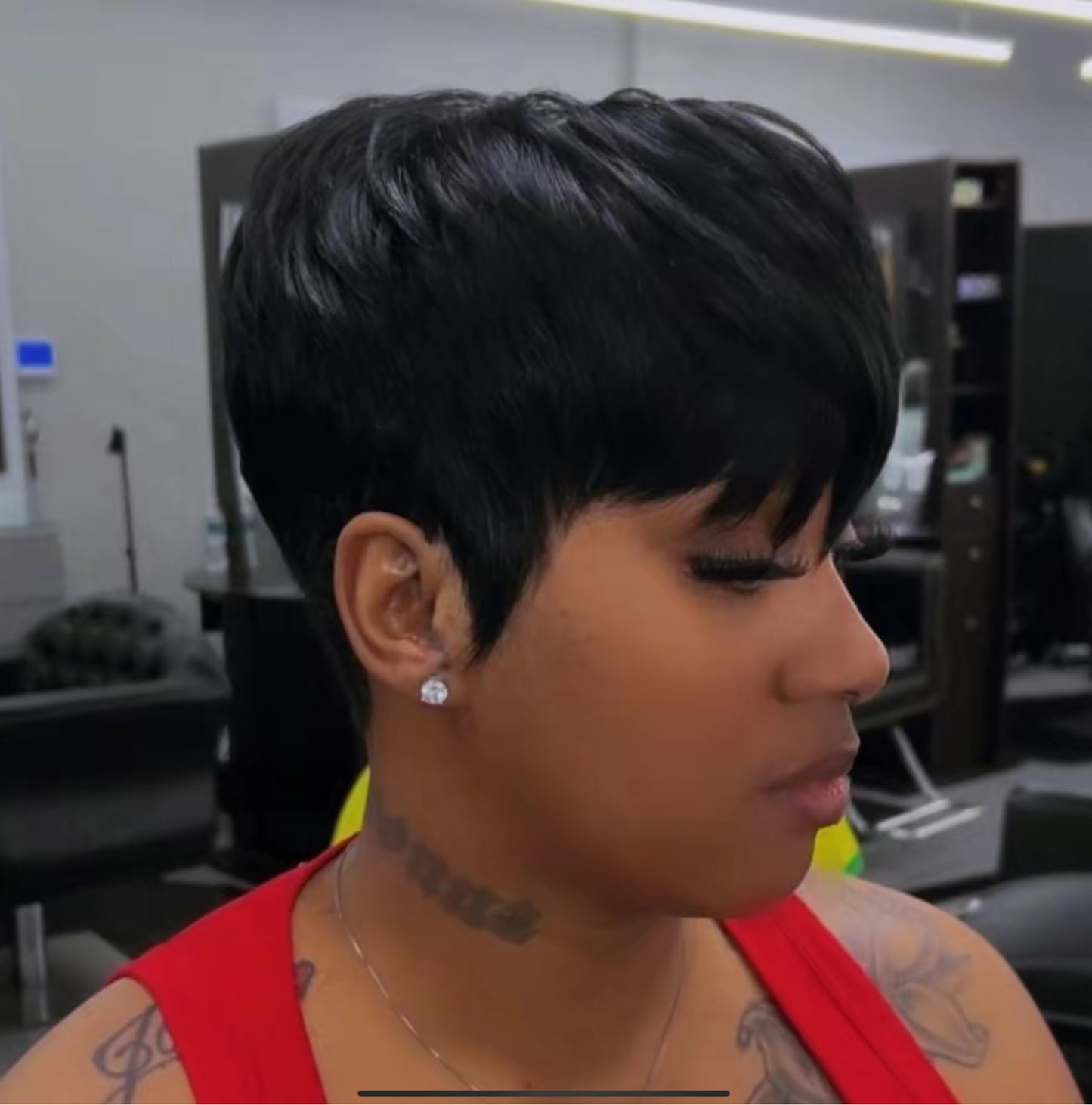 Short Pixie Cut Glue-less Human Hair Wig with Bangs