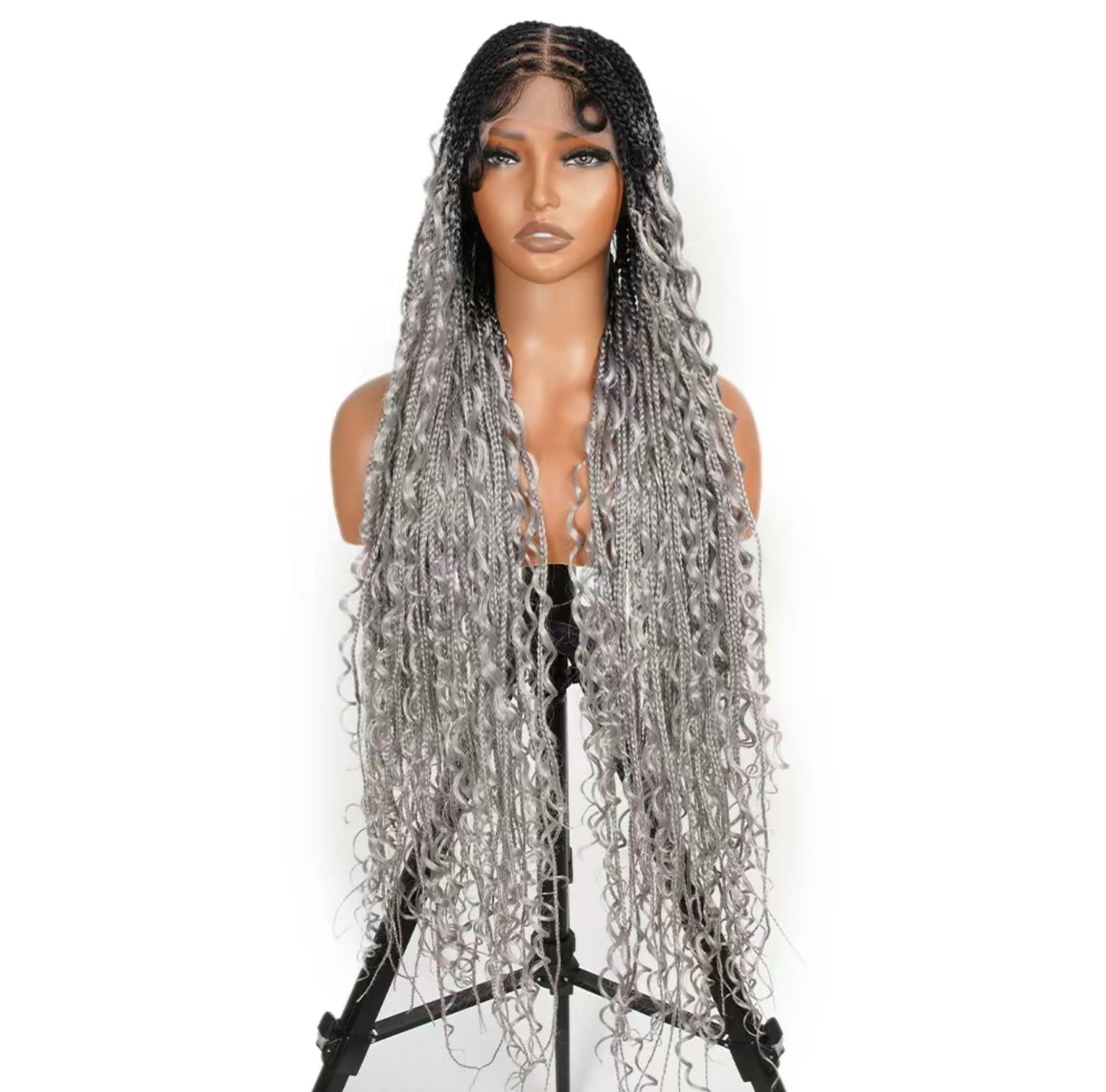 Gray Bohemian Box Braided Wig