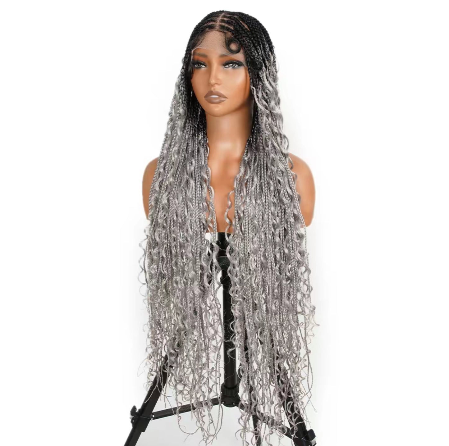 Gray Bohemian Box Braided Wig