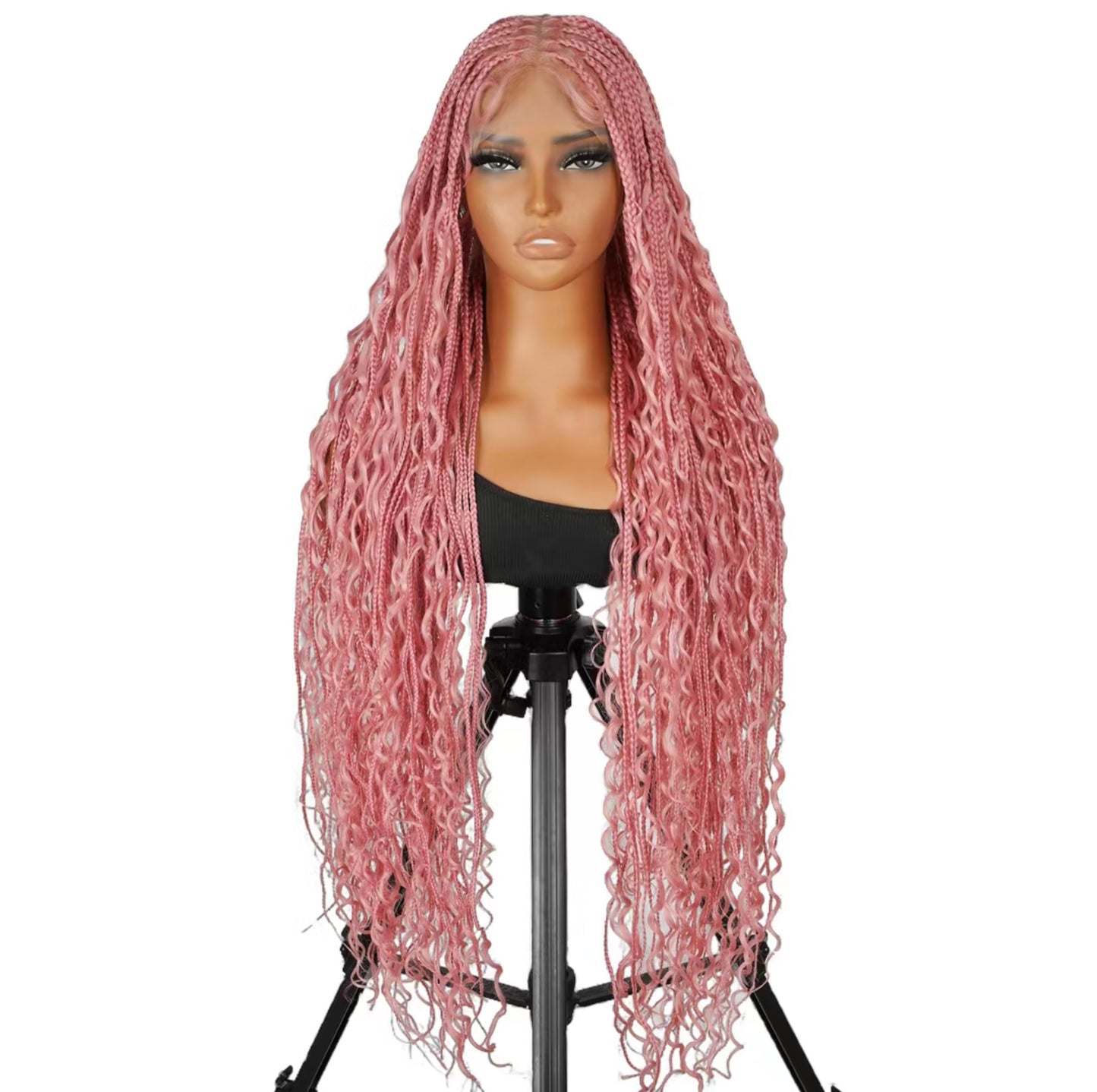 Elegant Pink Braided Wig