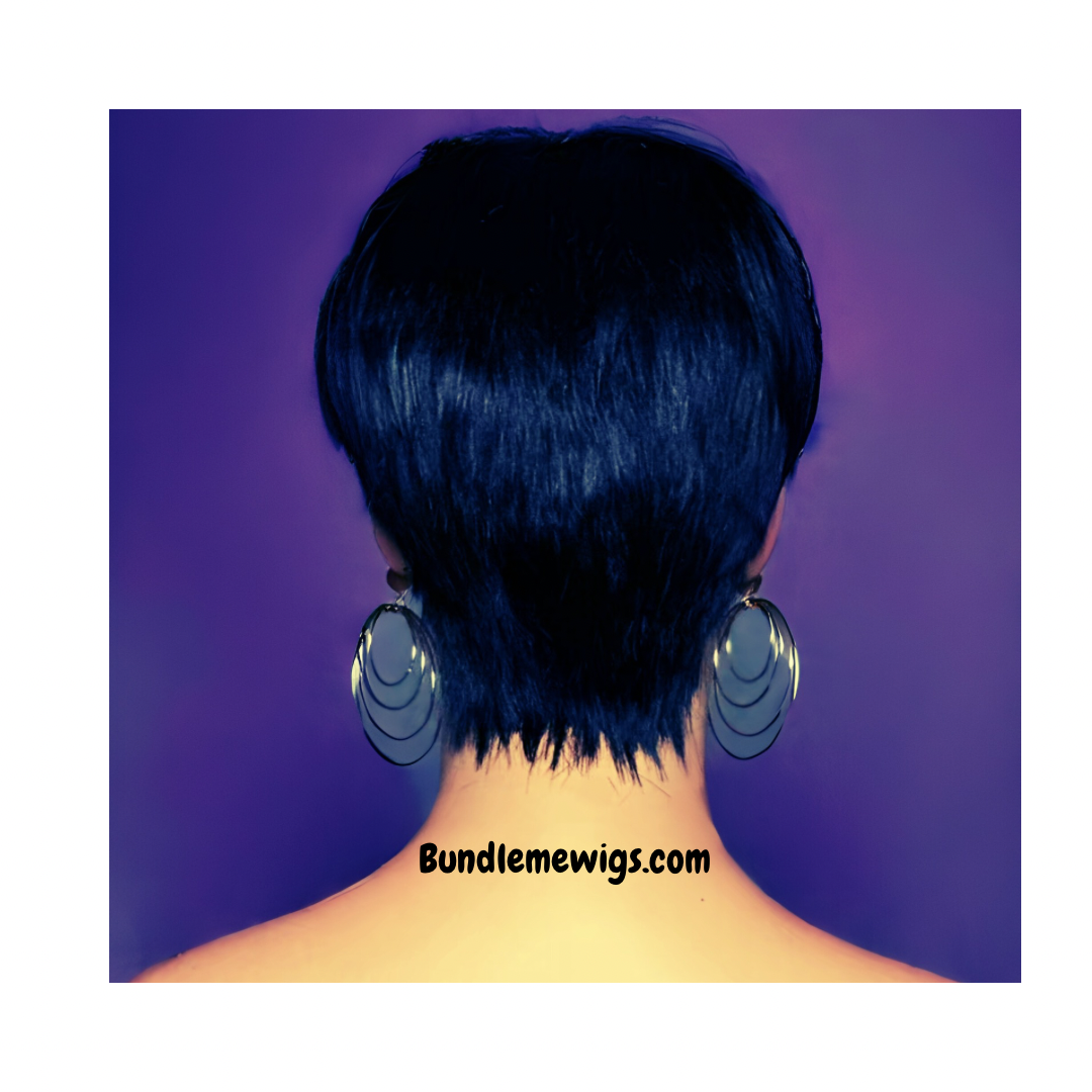 Short Pixie Cut Glue-less Human Hair Wig with Bangs