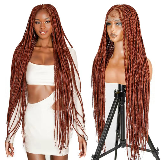 36" Square Box Braids - Full Handmade, Premium Synthetic Fiber, Full Lace.