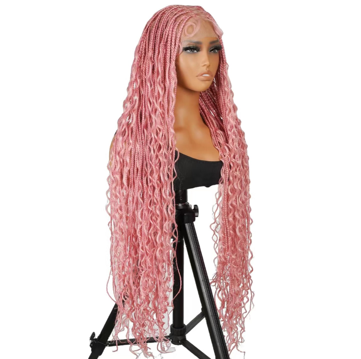 Elegant Pink Braided Wig