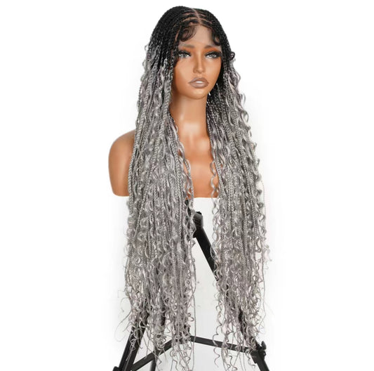 Gray Bohemian Box Braided Wig