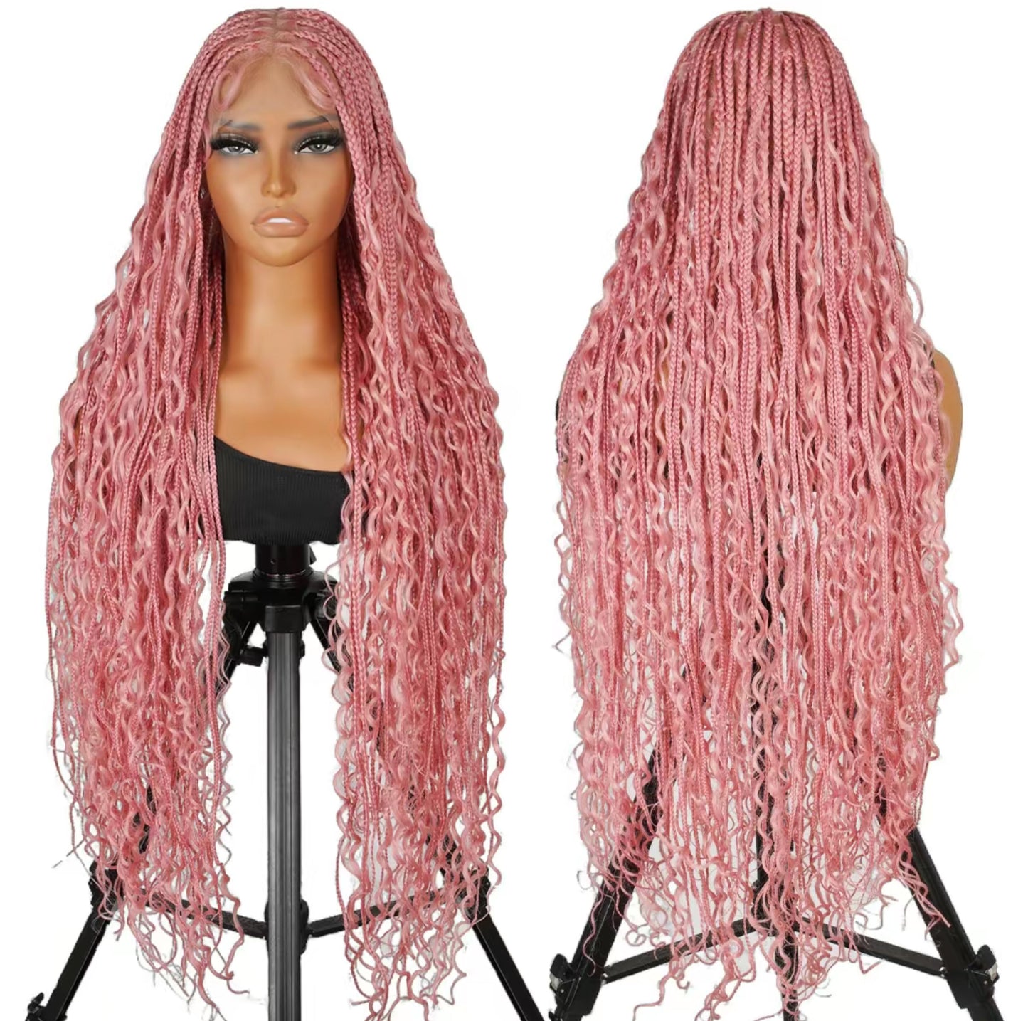 Elegant Pink Braided Wig